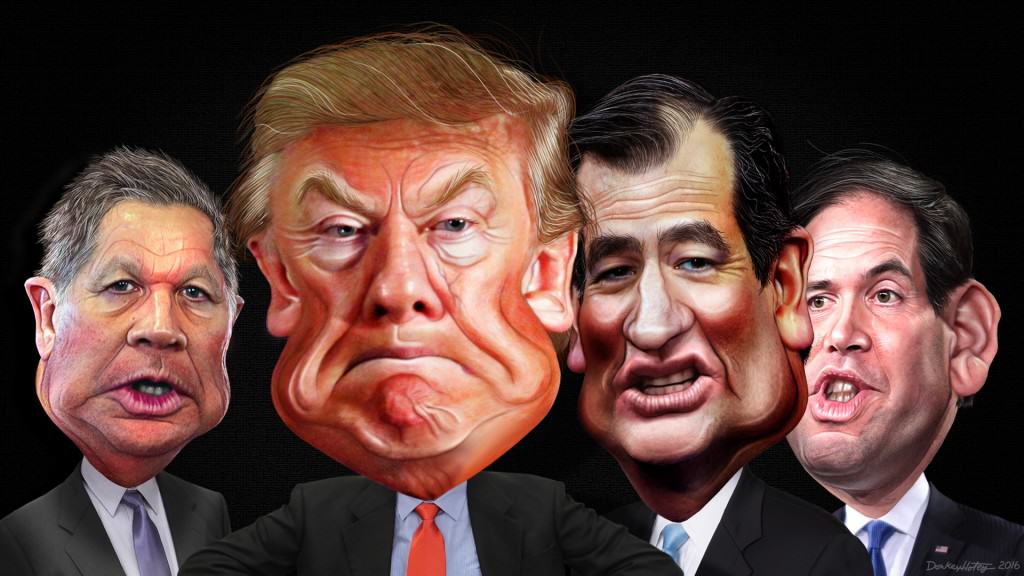Republican Primary Final Four 2016 Caricature